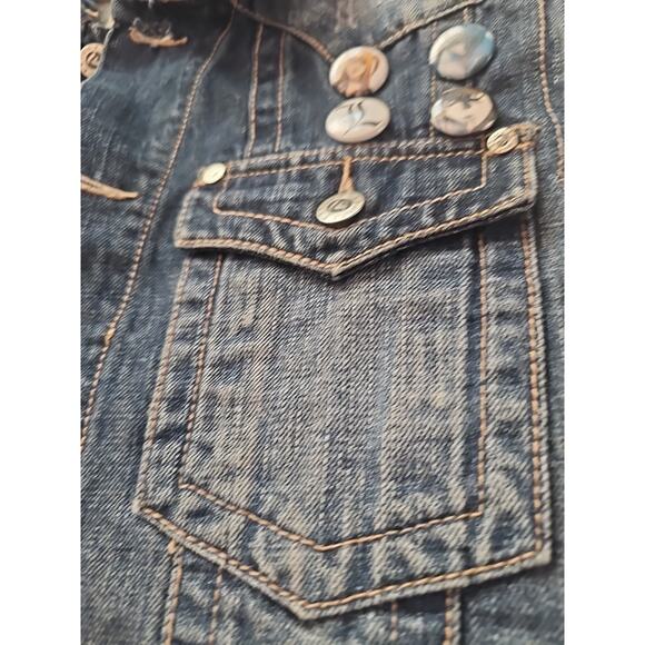 BARE FOX Denim Vest Men M Blue Retro Gorpcore Goth Cowboy Western Outdoor Y2K - Picture 10 of 11